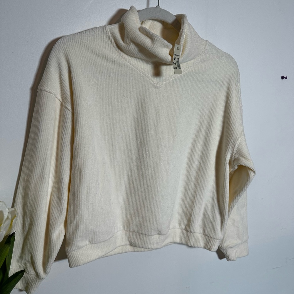 NWT Madewell Corduroy cropped mockneck sweater
